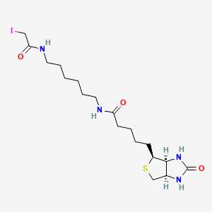 N-(6-(2-Iodoacetamido)hexyl)-5-((3aS,4S,6aR)-2-oxohexahydro-1H-thieno[3,4-d]imidazol-4-yl)pentanamide chemical structure (CAS 93285-75-7)
