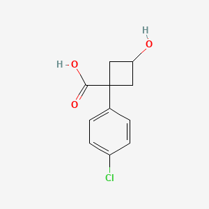 cis-1-(4-Chlorophenyl)-3-hydroxycyclobutanecarboxylic acid chemical structure (CAS 933469-83-1)