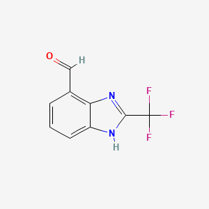 2-(Trifluoromethyl)-1H-benzo[d]imidazole-7-carbaldehyde chemical structure (CAS 933741-41-4)