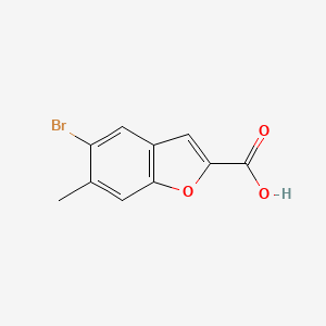 5-Bromo-6-methylbenzofuran-2-carboxylic acid chemical structure (CAS 934660-14-7)
