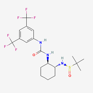 (R)-N-((1R,2R)-2-(3-(3,5-Bis(trifluoromethyl)phenyl)ureido)cyclohexyl)-2-methylpropane-2-sulfinamide chemical structure (CAS 934762-68-2)