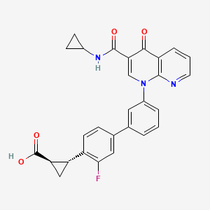 (1R,2R)-2-(3'-(3-(Cyclopropylcarbamoyl)-4-oxo-1,8-naphthyridin-1(4H)-yl)-3-fluoro-[1,1'-biphenyl]-4-yl)cyclopropane-1-carboxylic acid chemical structure (CAS 934995-87-6)