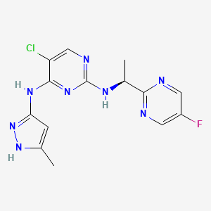 (S)-5-Chloro-N2-(1-(5-fluoropyrimidin-2-yl)ethyl)-N4-(5-methyl-1H-pyrazol-3-yl)pyrimidine-2,4-diamine chemical structure (CAS 935666-88-9)