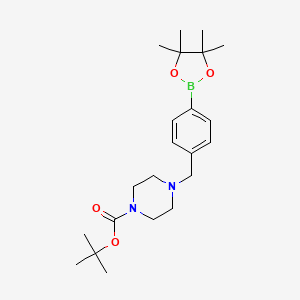 tert-Butyl 4-(4-(4,4,5,5-tetramethyl-1,3,2-dioxaborolan-2-yl)benzyl)piperazine-1-carboxylate chemical structure (CAS 936694-19-8)