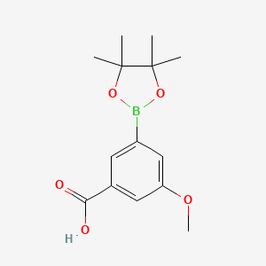 3-Methoxy-5-(4,4,5,5-tetramethyl-1,3,2-dioxaborolan-2-yl)benzoic acid chemical structure (CAS 936728-20-0)