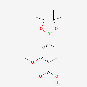 2-Methoxy-4-(4,4,5,5-tetramethyl-1,3,2-dioxaborolan-2-yl)benzoic acid chemical structure (CAS 936728-23-3)
