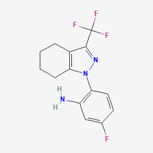 5-Fluoro-2-(3-(trifluoromethyl)-4,5,6,7-tetrahydro-1H-indazol-1-yl)aniline chemical structure (CAS 937597-90-5)