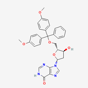 9-((2R,4S,5R)-5-((Bis(4-methoxyphenyl)(phenyl)methoxy)methyl)-4-hydroxytetrahydrofuran-2-yl)-9H-purin-6-ol chemical structure (CAS 93778-57-5)