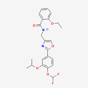 N-((2-(4-(Difluoromethoxy)-3-isopropoxyphenyl)oxazol-4-yl)methyl)-2-ethoxybenzamide chemical structure (CAS 937782-05-3)