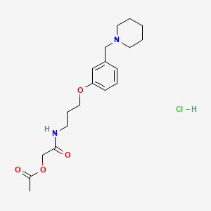 2-Oxo-2-((3-(3-(piperidin-1-ylmethyl)phenoxy)propyl)amino)ethyl acetate hydrochloride chemical structure (CAS 93793-83-0)