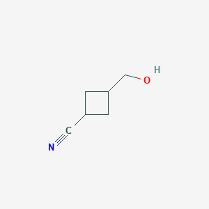 3-(hydroxymethyl)cyclobutane-1-carbonitrile chemical structure (CAS 938064-72-3)