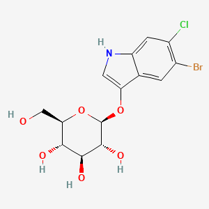 (2S,3R,4S,5S,6R)-2-((5-Bromo-6-chloro-1H-indol-3-yl)oxy)-6-(hydroxymethyl)tetrahydro-2H-pyran-3,4,5-triol chemical structure (CAS 93863-89-9)