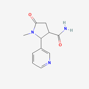 1-Methyl-5-oxo-2-(pyridin-3-yl)pyrrolidine-3-carboxamide chemical structure (CAS 939437-33-9)