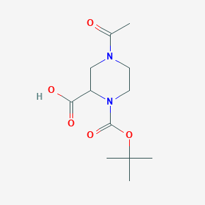 4-Acetyl-1-(tert-butoxycarbonyl)piperazine-2-carboxylic acid chemical structure (CAS 939997-63-4)