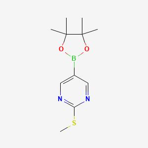 2-(Methylthio)-5-(4,4,5,5-tetramethyl-1,3,2-dioxaborolan-2-yl)pyrimidine chemical structure (CAS 940284-18-4)