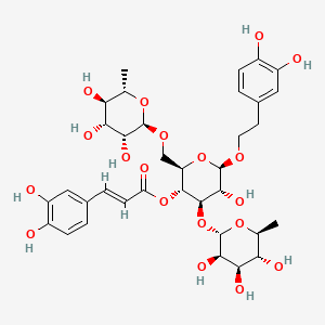 (2R,3R,4R,5R,6R)-6-(3,4-Dihydroxyphenethoxy)-5-hydroxy-4-(((2S,3R,4R,5R,6S)-3,4,5-trihydroxy-6-methyltetrahydro-2H-pyran-2-yl)oxy)-2-((((2R,3R,4R,5R,6S)-3,4,5-trihydroxy-6-methyltetrahydro-2H-pyran-2-yl)oxy)methyl)tetrahydro-2H-pyran-3-yl (E)-3-(3,4-dihydroxyphenyl)acrylate chemical structure (CAS 94079-81-9)