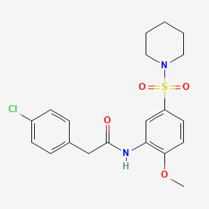 2-(4-Chlorophenyl)-N-(2-methoxy-5-(piperidin-1-ylsulfonyl)phenyl)acetamide chemical structure (CAS 940850-10-2)