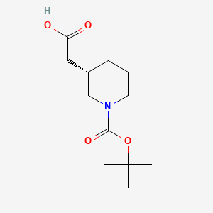 (S)-2-(1-(tert-Butoxycarbonyl)piperidin-3-yl)acetic acid chemical structure (CAS 941289-27-6)