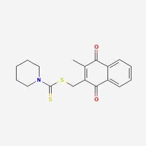 (3-Methyl-1,4-dioxo-1,4-dihydronaphthalen-2-yl)methyl piperidine-1-carbodithioate chemical structure (CAS 94164-88-2)
