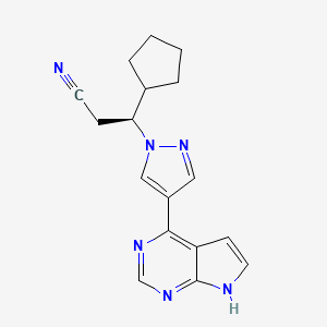 (S)-3-(4-(7H-Pyrrolo[2,3-d]pyrimidin-4-yl)-1H-pyrazol-1-yl)-3-cyclopentylpropanenitrile chemical structure (CAS 941685-37-6)
