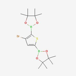 2,2'-(3-Bromothiophene-2,5-diyl)bis(4,4,5,5-tetramethyl-1,3,2-dioxaborolane) chemical structure (CAS 942070-04-4)