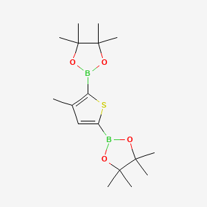2,2'-(3-Methylthiophene-2,5-diyl)bis(4,4,5,5-tetramethyl-1,3,2-dioxaborolane) chemical structure (CAS 942070-28-2)