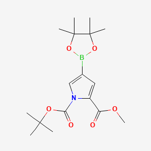 1-tert-Butyl 2-methyl 4-(4,4,5,5-tetramethyl-1,3,2-dioxaborolan-2-yl)-1H-pyrrole-1,2-dicarboxylate chemical structure (CAS 942070-38-4)