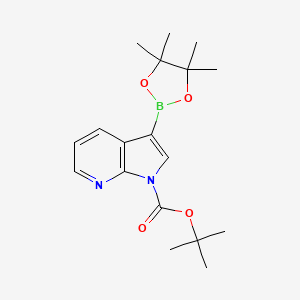 tert-Butyl 3-(4,4,5,5-tetramethyl-1,3,2-dioxaborolan-2-yl)-1H-pyrrolo[2,3-b]pyridine-1-carboxylate chemical structure (CAS 942070-47-5)