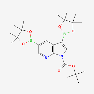 tert-Butyl 3,5-bis(4,4,5,5-tetramethyl-1,3,2-dioxaborolan-2-yl)-1H-pyrrolo[2,3-b]pyridine-1-carboxylate chemical structure (CAS 942070-54-4)