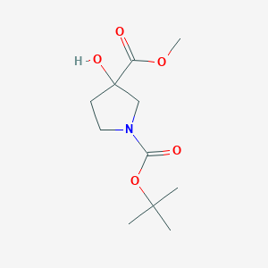 1-tert-Butyl 3-methyl 3-hydroxypyrrolidine-1,3-dicarboxylate chemical structure (CAS 942190-61-6)