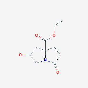 Ethyl 2,5-dioxohexahydro-1H-pyrrolizine-7a-carboxylate chemical structure (CAS 942603-58-9)