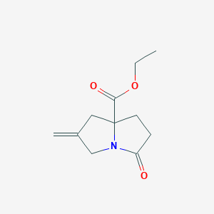 Ethyl 2-methylene-5-oxohexahydro-1H-pyrrolizine-7a-carboxylate chemical structure (CAS 942603-91-0)