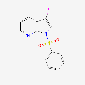 3-Iodo-2-methyl-1-(phenylsulfonyl)-1H-pyrrolo[2,3-b]pyridine chemical structure (CAS 943324-07-0)