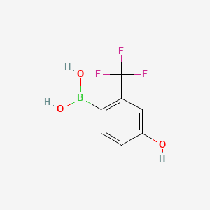 (4-Hydroxy-2-(trifluoromethyl)phenyl)boronic acid chemical structure (CAS 943918-05-6)