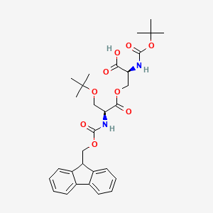 (S)-3-(((S)-2-((((9H-Fluoren-9-yl)methoxy)carbonyl)amino)-3-(tert-butoxy)propanoyl)oxy)-2-((tert-butoxycarbonyl)amino)propanoic acid chemical structure (CAS 944283-11-8)