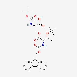 (S)-3-(((2S,3R)-2-((((9H-Fluoren-9-yl)methoxy)carbonyl)amino)-3-(tert-butoxy)butanoyl)oxy)-2-((tert-butoxycarbonyl)amino)propanoic acid chemical structure (CAS 944283-12-9)
