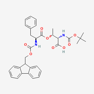 (2S,3R)-3-(((S)-2-((((9H-Fluoren-9-yl)methoxy)carbonyl)amino)-3-phenylpropanoyl)oxy)-2-((tert-butoxycarbonyl)amino)butanoic acid chemical structure (CAS 944283-40-3)