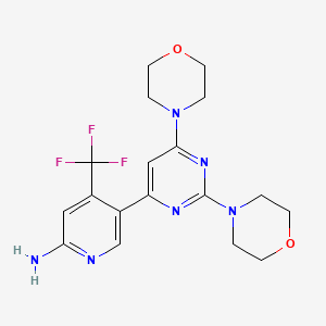 5-(2,6-Dimorpholinopyrimidin-4-yl)-4-(trifluoromethyl)pyridin-2-amine chemical structure (CAS 944396-07-0)
