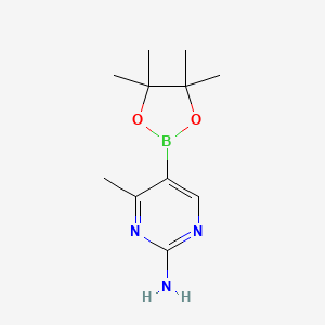 4-Methyl-5-(4,4,5,5-tetramethyl-1,3,2-dioxaborolan-2-yl)pyrimidin-2-amine chemical structure (CAS 944401-55-2)