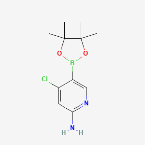 4-Chloro-5-(4,4,5,5-tetramethyl-1,3,2-dioxaborolan-2-yl)pyridin-2-amine chemical structure (CAS 944401-60-9)
