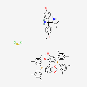 Dichloro{(R)-(+)-5,5'-bis[di(3,5-xylyl)phosphino]-4,4'-bi-1,3-benzodioxole}[(2R)-(-)-1,1-bis(4-methoxyphenyl)-3-methyl-1,2-butanediamine]ruthenium(II) chemical structure (CAS 944450-43-5)