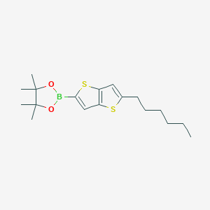 2-(5-Hexylthieno[3,2-b]thiophen-2-yl)-4,4,5,5-tetramethyl-1,3,2-dioxaborolane chemical structure (CAS 944826-49-7)