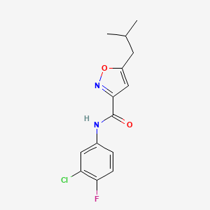 N-(3-Chloro-4-fluorophenyl)-5-isobutylisoxazole-3-carboxamide chemical structure (CAS 945189-68-4)