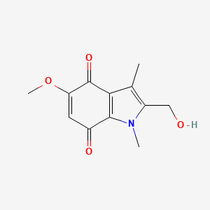 2-(Hydroxymethyl)-5-methoxy-1,3-dimethyl-1H-indole-4,7-dione chemical structure (CAS 945629-69-6)