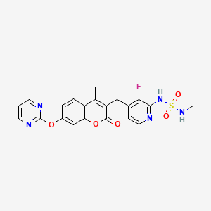 N-[3-Fluoro-4-[[4-methyl-2-oxo-7-(2-pyrimidinyloxy)-2H-1-benzopyran-3-yl]methyl]-2-pyridinyl]-N′-methylsulfamide chemical structure (CAS 946128-88-7)