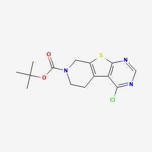 tert-Butyl 4-chloro-5,6-dihydropyrido[4',3':4,5]thieno[2,3-d]pyrimidine-7(8H)-carboxylate chemical structure (CAS 946198-89-6)