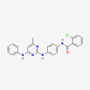 2-Chloro-N-(4-((4-methyl-6-(phenylamino)pyrimidin-2-yl)amino)phenyl)benzamide chemical structure (CAS 946293-78-3)