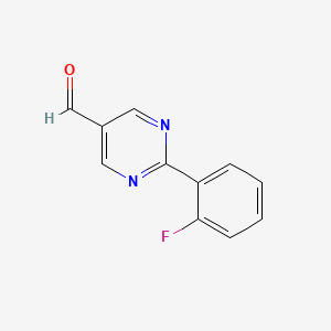 2-(2-Fluorophenyl)pyrimidine-5-carbaldehyde chemical structure (CAS 946707-17-1)