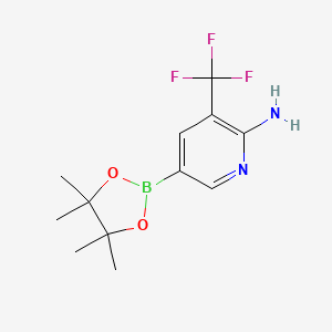 5-(4,4,5,5-Tetramethyl-1,3,2-dioxaborolan-2-yl)-3-(trifluoromethyl)pyridin-2-amine chemical structure (CAS 947249-01-6)