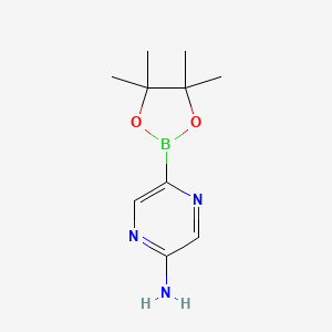 5-(4,4,5,5-Tetramethyl-1,3,2-dioxaborolan-2-yl)pyrazin-2-amine chemical structure (CAS 947249-41-4)